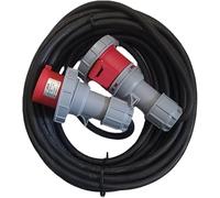 63 Amp 4 Pin 415V Three Phase Extension Lead, 16mm² 4 Core Heavy Duty Industrial H07RN-F Rubber Cable (1M)