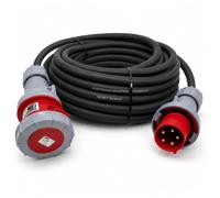 63 Amp 5 Pin 415V 3m Three Phase Extension Lead - CE Red - 16mm² Heavy Duty Industrial H07RN-F Rubber Cable 63A 3 Phase HO7 (3 Metre)