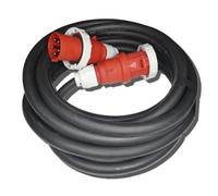 63 Amp 5 Pin 415V Three Phase Extension Lead, 16mm² 5 Core Heavy Duty Industrial H07RN-F Rubber Cable. 15M