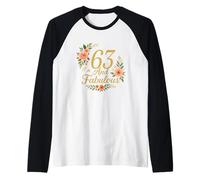 63 And Fabulous Floral 63rd Birthday Celebration Funny Raglan Baseball Tee