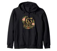 63 And Fabulous Floral 63rd Birthday Celebration Funny Zip Hoodie