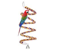 63'' Bird Rope Perches Birdcage Swing Toys 100% Cotton Natural Bird Perch Peck/Chewing with Bell Climbing Standing Bungee Parrot Toys for Small to Regular Size Parrot Cockatiel Birds
