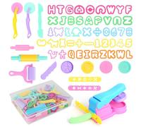 63 Dough Tools and Cutters Dough Tools Set for Kids Toddlers Air Dry Clay Accessories Compatible with Play Doh for Kids Over 2 Years Girls Boys Educational Toys for Party Bag Fillers and Travel