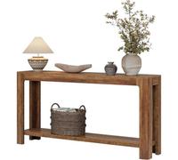 63 Inch Entryway Console Table, 2-Tier Farmhouse Narrow Sofa Table Behind Couch