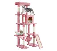 63 Inches Multi-Level Large Cat Tree Tower, Cat Tree with Sisal-Covered Scratching Posts, Condo, Hammock, Dangling Ball and Extended Platform for Cats to Play and Sleep,B (C)