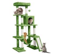 63 Inches Multi-Level Large Cat Tree Tower, Cat Tree with Sisal-Covered Scratching Posts, Condo, Hammock, Dangling Ball and Extended Platform for Cats to Play and Sleep,B (D)