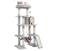 63 Inches Multi-Level Large Cat Tree Tower, Cat Tree with Sisal-Covered Scratching Posts, Condo, Hammock, Dangling Ball and Extended Platform for Cats to Play and Sleep,B (B)