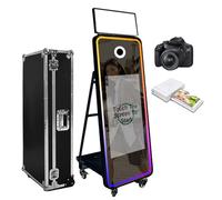 63'' Mirror Photo Booth,32'' Interactive Touch Screen with Square Light and RGB Light,Built-in Mini PC,Magic Mirror Photo Booth for Events (Black, Machine+Camera+Mini Printer)