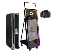63'' Mirror Photo Booth,32'' Interactive Touch Screen with Square Light and RGB Light,Built-in Mini PC,Magic Mirror Photo Booth for Events (Black, Machine+Camera)