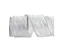 63 mm x 10 Yards Wide Crinkle Wired Ribbon Wire Edge Organza Ribbon Metallic Craft Fabric Ribbons Vintage Gift Wrap Ribbons Wreath Bow Making Supplies for Holiday Home Decor Silver
