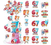 63 Pack Edible Six Seven Cupcake Topper Cheers to 7 Years Funny Six Seven Cupcake Pick I Was 6 Now I'm 7 Cake Decoration for 7th Birthday Anniversary Party Cake Decorations Supplies