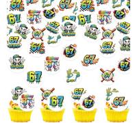 63 Pack Edible Six Seven Cupcake Topper Cheers to 7 Years Funny Six Seven Cupcake Pick I Was 6 Now I'm 7 Cake Decoration for 7th Birthday Anniversary Party Cake Decorations Supplies