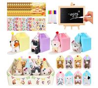 63 Pcs Adopt a Cat Party Favors, Mini Kitten Stuffed Animals Set,12 Stuffed Cat Animals 12 Boxes 12 Cute Birthday Hats 12 Adoption Certificate Card 1 Adoption Sign for Adopt a Pet Party Favor Supplies