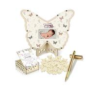 63 Pcs Butterfly Baby Shower Guest Book Alternatives Set Baby Shower Decorations with Photo Frame Sonogram Frame Keepsake 60 Wood Slices Guest Book for Birthday