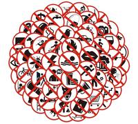 63 Pcs Funny Prohibition Stickers Pack, Humorous No Entry Sign Decals, Waterproof Vinyl Stickers for Laptop Water Bottle Phone Notebook Scrapbook Luggage Skateboard Warning Decoration Decal Set