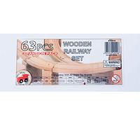 63 PCS Gamez Galore Wooden Railway Track Expansion Pack - Compatible with Brio and BigJigs Train Sets and other wooden railway brands