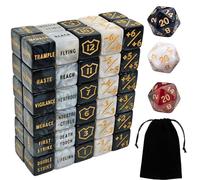 63 PCS MTG Counter Dice Set - AbilityKeyword Counters, -1/+1 Life Counter, Shield Life Counter Dice, Creature Stat Buffs, Marble Colour D6 Cube Dice, for MTG, TCG, Card Games (Includes Black Bag)