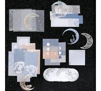 63 PCS Scrap Booking Supplies Kit, Moon Embellishment Scrapbook Paper for Journaling Supplies, Material Papers Pack for Art Journaling Planners Collage Decoupage Crafter Gifts