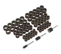63 Piece Rotary Tool Sanding Band Set - 3mm Shaft - 12mm Wheel - 60 & 80 Grit
