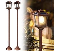 63" Solar Lamp Post Lights Outdoor 2 Pack ,Aluminum Floor Lamp,Waterproof Solar Powered Lights for Garden, Pathway, Yard, Front/ Back Door, Warm White Solar Post Light,Replaceable Bulb, Decoration