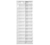 63 x 22 Inch Hoodie Sweatshirt Storage Hack,Over the Door Sweatshirt Organizer with 26 Clear Pockets,Foldable Hanging Door & Closet Organizer for Hoodies,Shoes (White)
