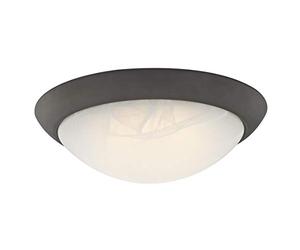 63089 28 cm Dimmable LED Indoor Flush Mount Ceiling Fixture, Oil Rubbed Bronze Finish with White Alabaster Glass