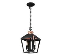 63284 Valery Two-Light Indoor Pendant, Matte Black Finish with Copper Accents