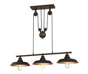 63325 Iron Hill Three-Light Indoor Island Pulley Pendant, Oil Rubbed Bronze Finish with Highlights