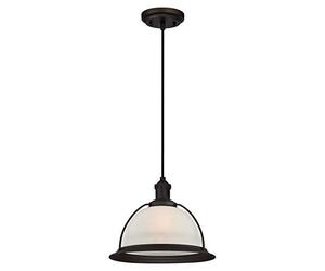 63369 One-Light Indoor Pendant, Oil Rubbed Bronze Finish with Frosted Glass