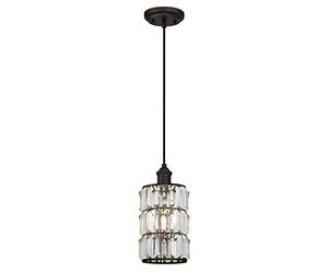 63384 Sophie One-Light Indoor Pendant, Oil Rubbed Bronze Finish with Crystal Prism Glass