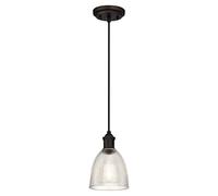 63385 One-Light Indoor Pendant, Oil Rubbed Bronze Finish with Clear Ribbed Glass