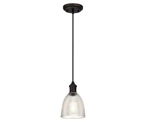63385 One-Light Indoor Pendant, Oil Rubbed Bronze Finish with Clear Ribbed Glass