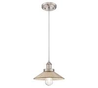 63388 Bonnie One-Light Indoor Pendant, Brushed Nickel Finish with Ribbed Antique Mirror Glass