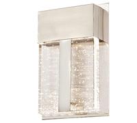 63490 Cava II One-Light Dimmable LED Outdoor Wall Fixture, Brushed Nickel Finish with Bubble Glass
