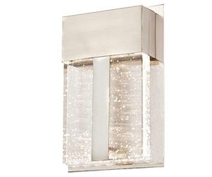 63490 Cava II One-Light Dimmable LED Outdoor Wall Fixture, Brushed Nickel Finish with Bubble Glass