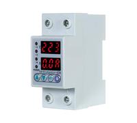 63A 220V Din Rail Adjustable Over Voltage Under Current Protective Device Protector Relay with Dual LED Display for Home Usage Distribution Lines Single-Phase Electrical Equipment Protection