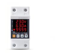 63A 230V 3IN1 Display Din rail adjustable over under voltage surge protector relay over current protect Kwh Power watt Meter