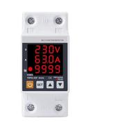 63A 230V 3IN1 Display Din Rail Adjustable Over Under Voltage Surge Protector Relay over Current Protect Kwh Power watt Meter