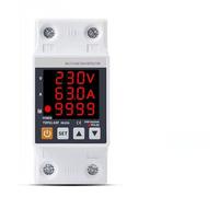 63A 230V 3IN1 Display Din Rail Adjustable Over Under Voltage Surge Protector Relay Over Current Protect Kwh Power Watt Meter 1Pcs