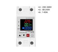 63A 230V Din Rail Adjustable Over Voltage Under Voltage Over Current Protective Device with 3-in-1 Digital Display for Voltage, Current
