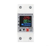 63A 230V Din Rail Circuit Breaker with 3-in-1 Display Monitors Voltage Current kWh Adjustable Over Under Voltage and Over Current Protector Relay for Home Distribution Board AC 220V 50/60Hz