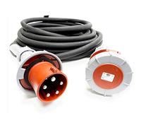 63amp Red 3 PHASE Events CEEform Commando Power Cable. (5x16mm) 3P+N+E 400V. H07RN-F Rubber