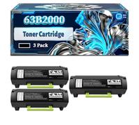 63B2000 Toner Cartridge Compatible for Lexmark MX717de Printers, With Chip Large Capacity 11000 Pages (3 Pack Black)