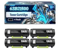 63B2H00 Toner Cartridge Compatible for Lexmark MX717de Printers, With Chip Large Capacity 25000 Pages (4 Pack Black)