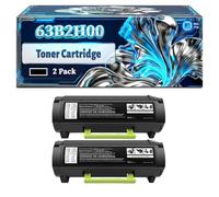63B2H00 Toner Cartridge Compatible for Lexmark MX717de Printers, With Chip Large Capacity 25000 Pages (2-Pack Black)