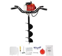 63CC 2 Stroke Petrol Auger Post Hole Digger 2.2KW 7500RPM Fence Post Auger 3Hp Garden Earth Auger Drill Bit Diameter 20Cm Single Cylinder Air Cooled with Funnel & Oil Tank & Goggles
