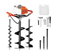 63CC Post Hole Digger Gas Powered, Heavy Duty Earth Auger with 3 Sizes Bits (4/8/12 in) Plus 3 Extension Rods, 80 Holes Per Hour High Efficiency Gasoline Drill