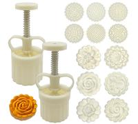 63g 75g Mooncake Mould Press with Stamps, FineGood Flower Press Moon Cake Mold Mid-Autumn Cookie Cutters Hand Pressure Mooncake Baking Accessories