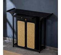 63in Bamboo Buddhist Altar Table Chinese Sleek Altar Cabinet with Storage Space Meditation & Offering Table for Living Room/Temple WorshipBlack Finish