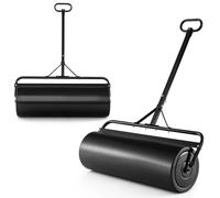 63L Metal Garden Lawn Roller Water Sand Filled Drum Grass Roller Tow Behind Gymax Black One Size